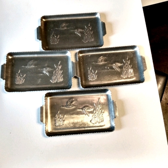 Vintage Flying Duck embossed aluminum cocktail trays